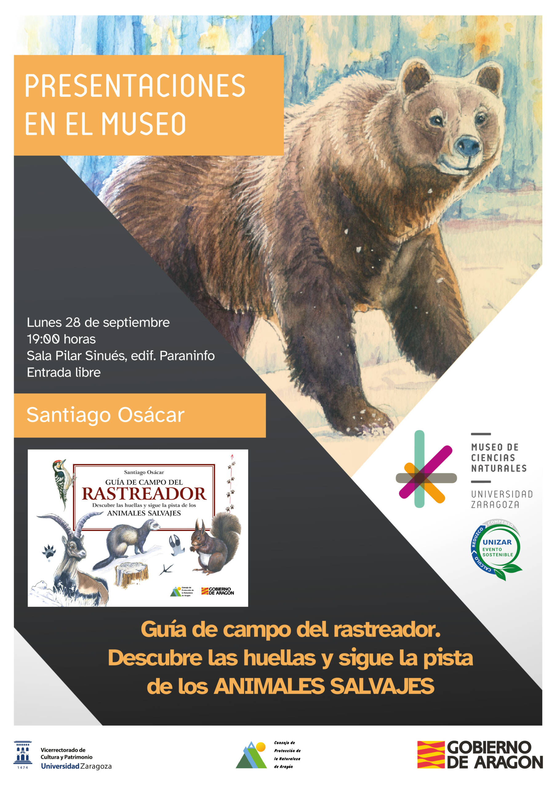 Cartel_Santiago-01 Cartel presentación: Guía de campo del rastreador. Descubre las huellas y sigue la pista de los ANIMALES SALVAJES